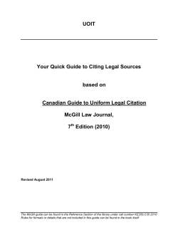 UOIT Your Quick Guide to Citing Legal Sources based on Canadian