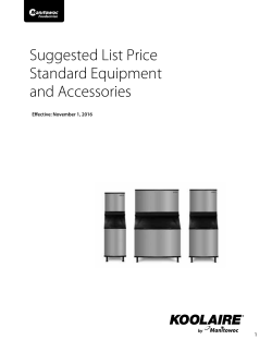 Suggested List Price Standard Equipment and Accessories