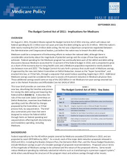 The Budget Control Act of 2011: Implications for Medicare