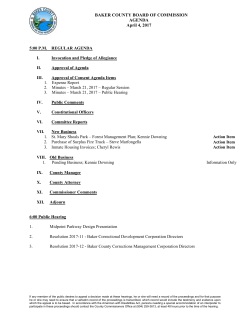 BAKER COUNTY BOARD OF COMMISSION AGENDA April 4, 2017