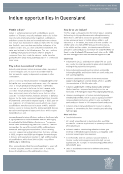 Indium opportunities in Queensland