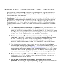 ELECTRONIC DELIVERY OF BANK STATEMENTS CONSENT AND