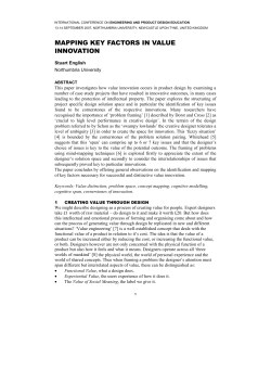 MAPPING KEY FACTORS IN VALUE INNOVATION