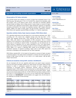 INR 187 Cigarettes up-trading exceeds expectation ACCUMULATE
