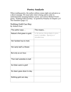 Poetry Analysis Nothing Gold Can Stay