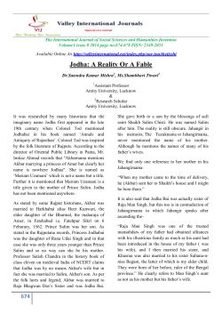 Jodha: A Reality Or A Fable - Valley International Journals