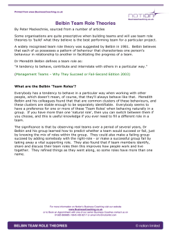 Belbin team Role Theories - Notion Business Coaching