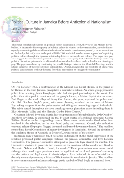 Political Culture in Jamaica Before Anticolonial Nationalism