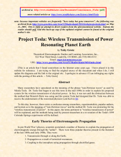 Project Tesla: Wireless Transmission of Power