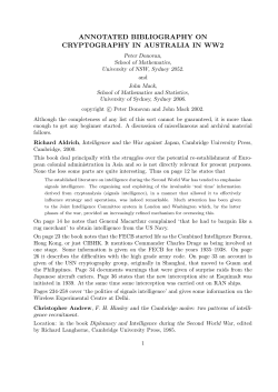 annotated bibliography on cryptography in australia in ww2