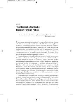 one The Domestic Context of Russian Foreign Policy