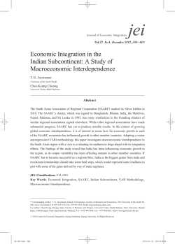Economic Integration in the Indian Subcontinent: A Study of