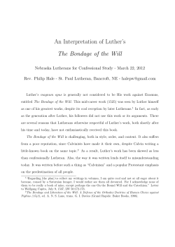 An Interpretation of Luther`s The Bondage of the Will
