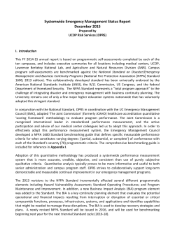 Systemwide Emergency Management Status Report December 2015