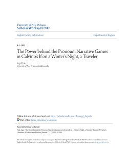 Narrative Games in Calvino`s If on a Winter`s Night, a Traveler