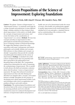 Seven Propositions of the Science of Improvement