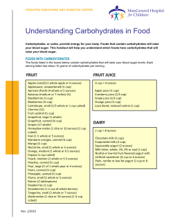 Carbohydrates in Food - Massachusetts General Hospital