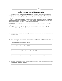 Literary Analysis: Shakespeare`s Tragedies