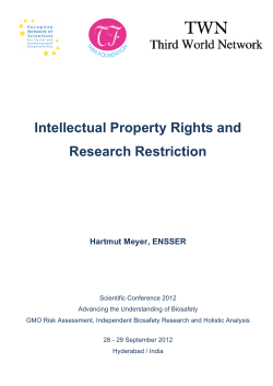 Intellectual Property Rights and Research Restriction
