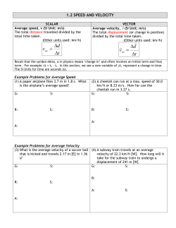 Handout 1.2 - Speed and Velocity