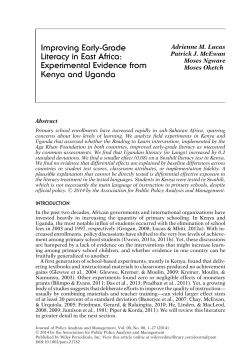 Experimental Evidence from Kenya and Uganda
