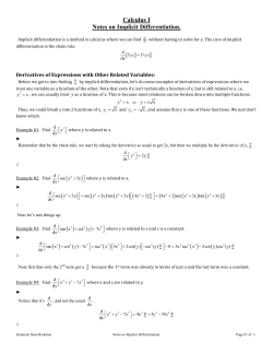 Calculus I Notes on Implicit Differentiation.