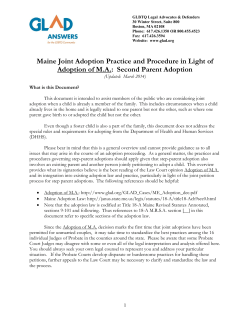 Maine Joint Adoption Practice and Procedure in Light of