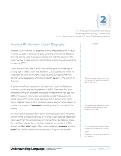 Handout #1: Abraham Lincoln Biography