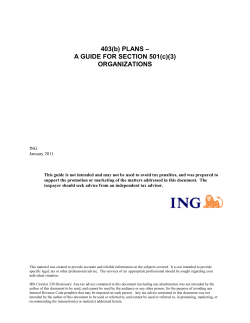403(b) Plans--A Guide for Section 501(c)(3) Organizations