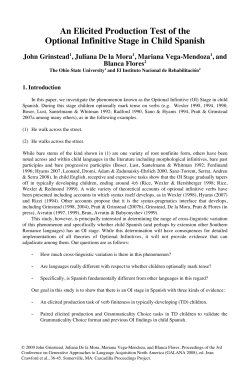 An Elicited Production Test of the Optional Infinitive Stage in Child