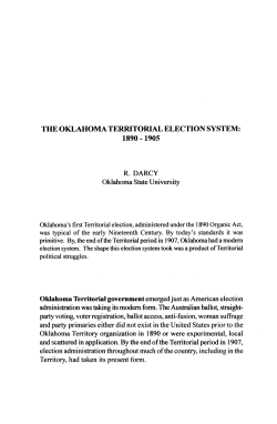 the oklahoma territorial election system: r.darcy