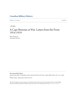 A Cape Bretoner at War: Letters from the Front 1914-1919