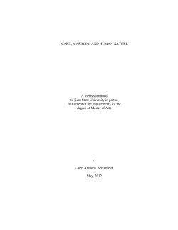 MARX, MARXISM, AND HUMAN NATURE A thesis submitted to