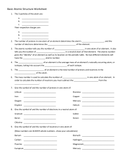 Basic Atomic Structure Worksheet