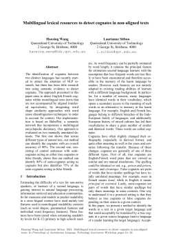 Multilingual lexical resources to detect cognates in non