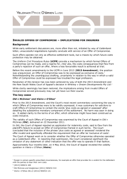 Invalid Offers of Compromise - Implications for Insurers (00363956