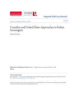 Canadian and United States Approaches to Indian Sovereignty