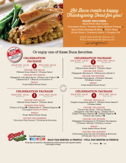 Let Buca create a happy Thanksgiving Feast for you!