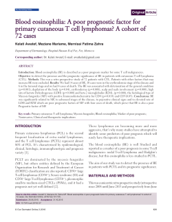 Blood eosinophilia: A poor prognostic factor for primary cutaneous T