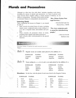 Plurals and Possessives