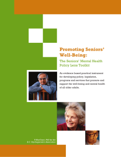 Promoting Seniors` Well-Being: - Mental Health Commission of