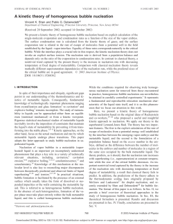 A kinetic theory of homogeneous bubble nucleation