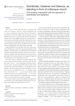 Szentkir&aacute;lyi, Gadamer and Deleuze, as standing in front of a