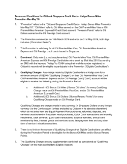 Terms and Conditions for Citibank Singapore Credit Cards