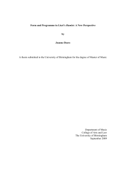 Form and Programme in Liszt`s Hamlet: A New