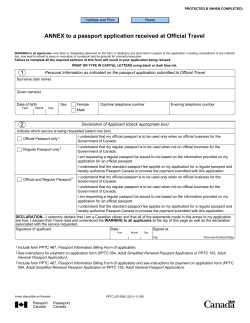 Annex to a passport application received at Official Travel (PPTC 507)