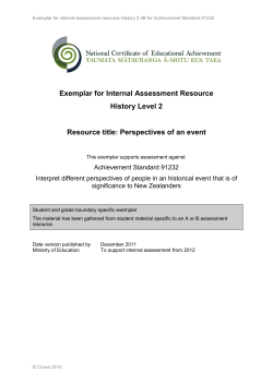 Exemplar for Internal Assessment Resource History Level 2