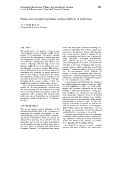 Passive downdraught evaporative cooling applied to an auditorium