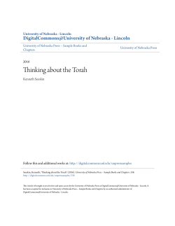 Thinking about the Torah - DigitalCommons@University of