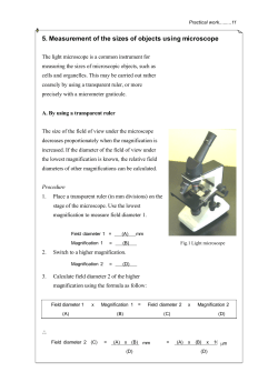 5. Measurement of the sizes of objects using microscope